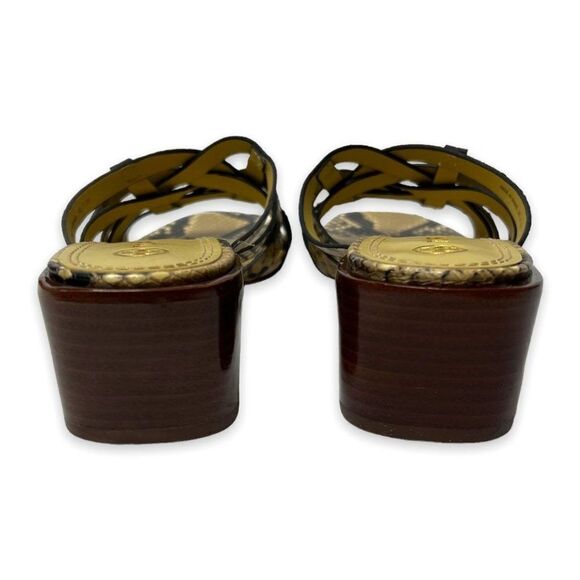 Tory Burch Pale Desert Roccia Basket Weave Leather Block Stacked Heel Size 7.5 - Picture 9 of 11